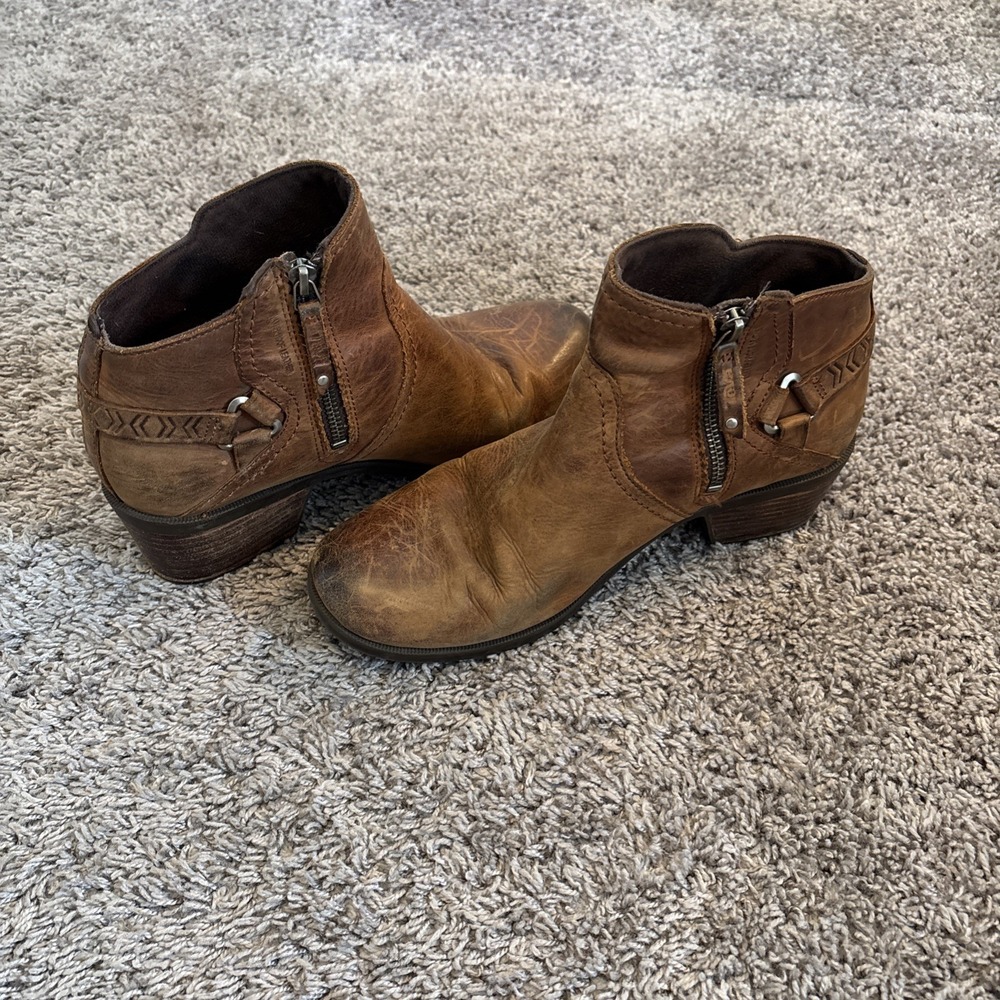Teva Foxy Ankle Bootie Brown Leather Side Zip Womens 10 1017161